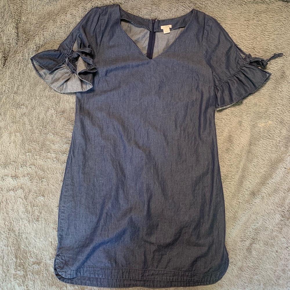 JCrew Denim Dress with tied bell sleeves